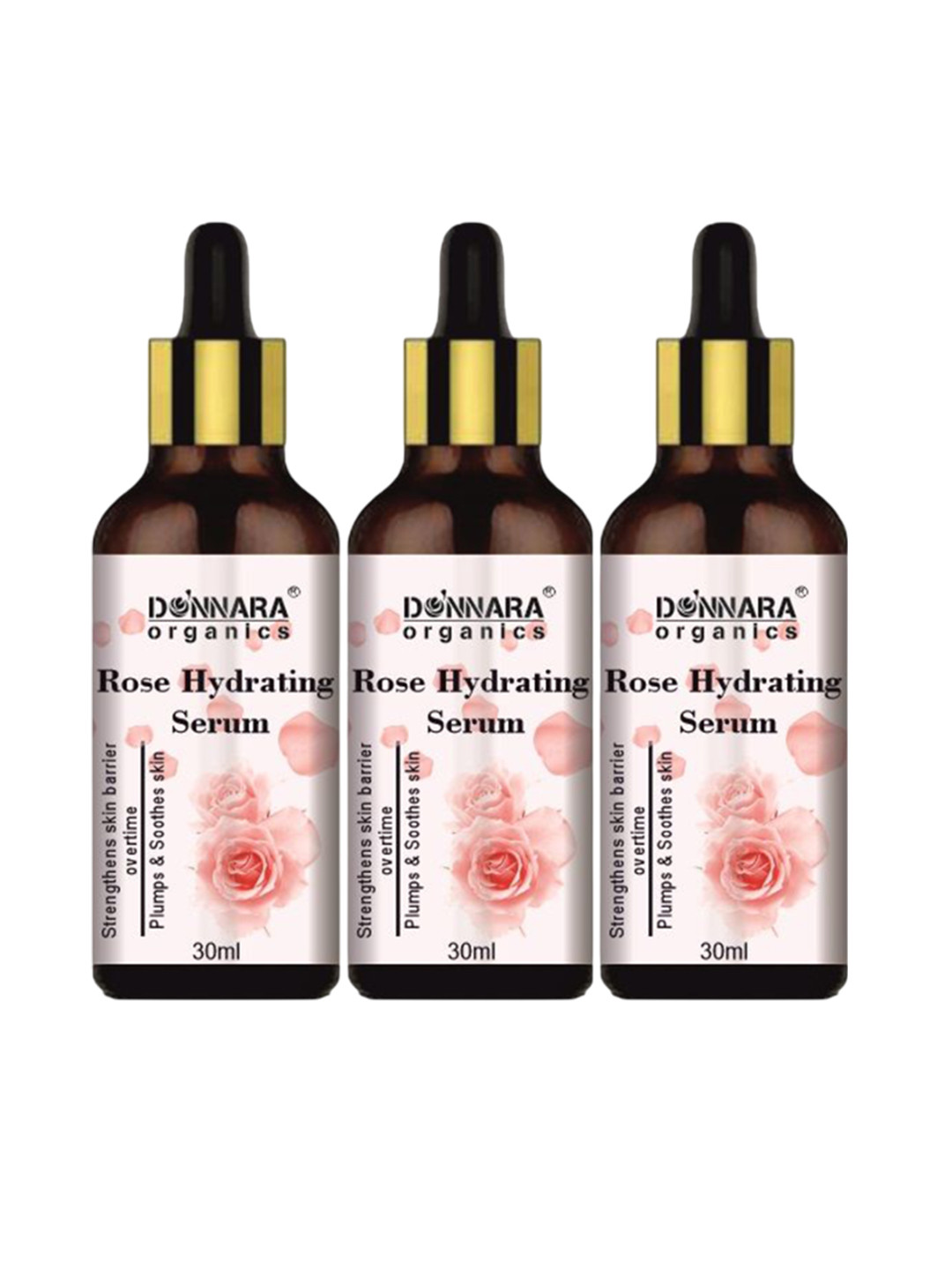 Donnara Organics Set Of 3 Rose Hydrating Face Serum With Natural Rose Extract - 30 ml Each
