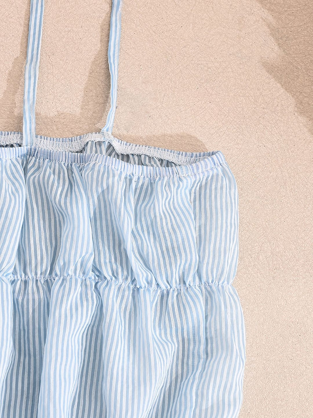 StyleCast Women Vertical Striped Gathered or Pleated Tiered Top