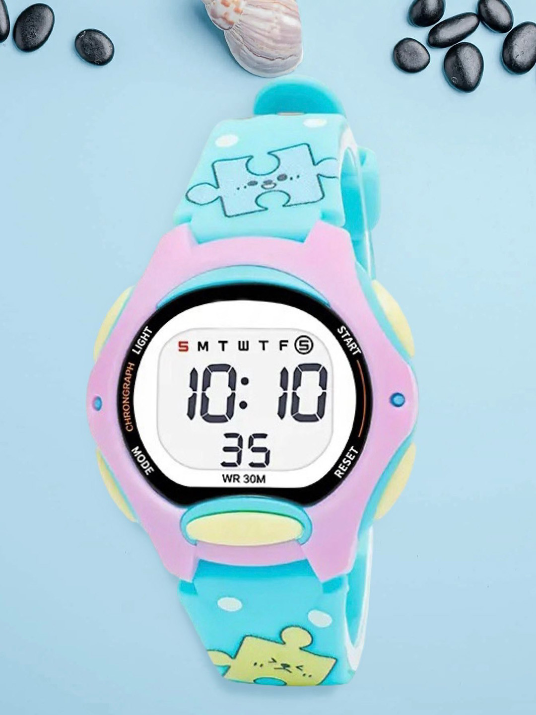 EWWE Kids Printed Dial & Straps Digital Multi Function Watch 8207 LightBlue