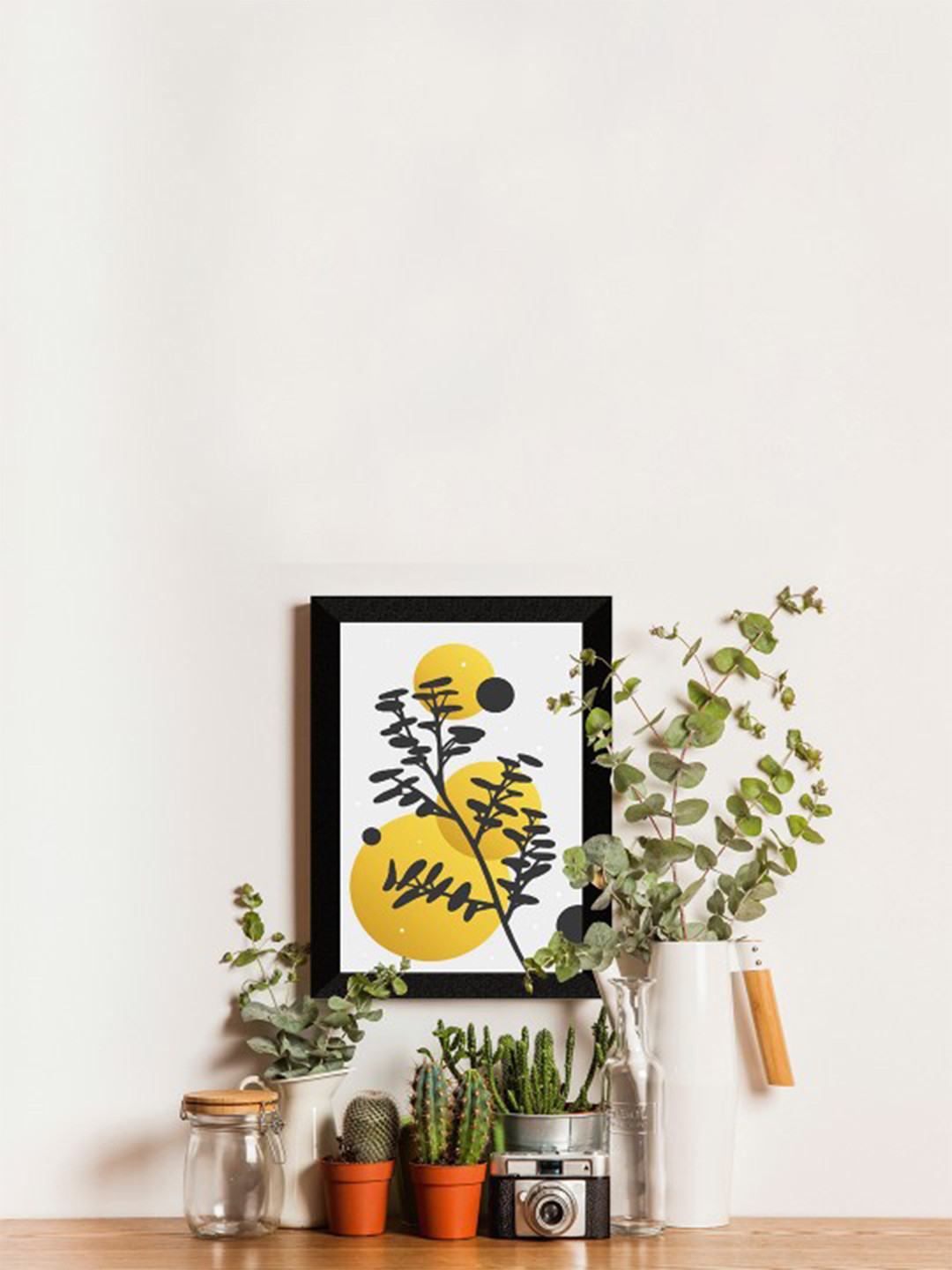 SAF White & Yellow UV Textured Premium Framed Wall Art Painting