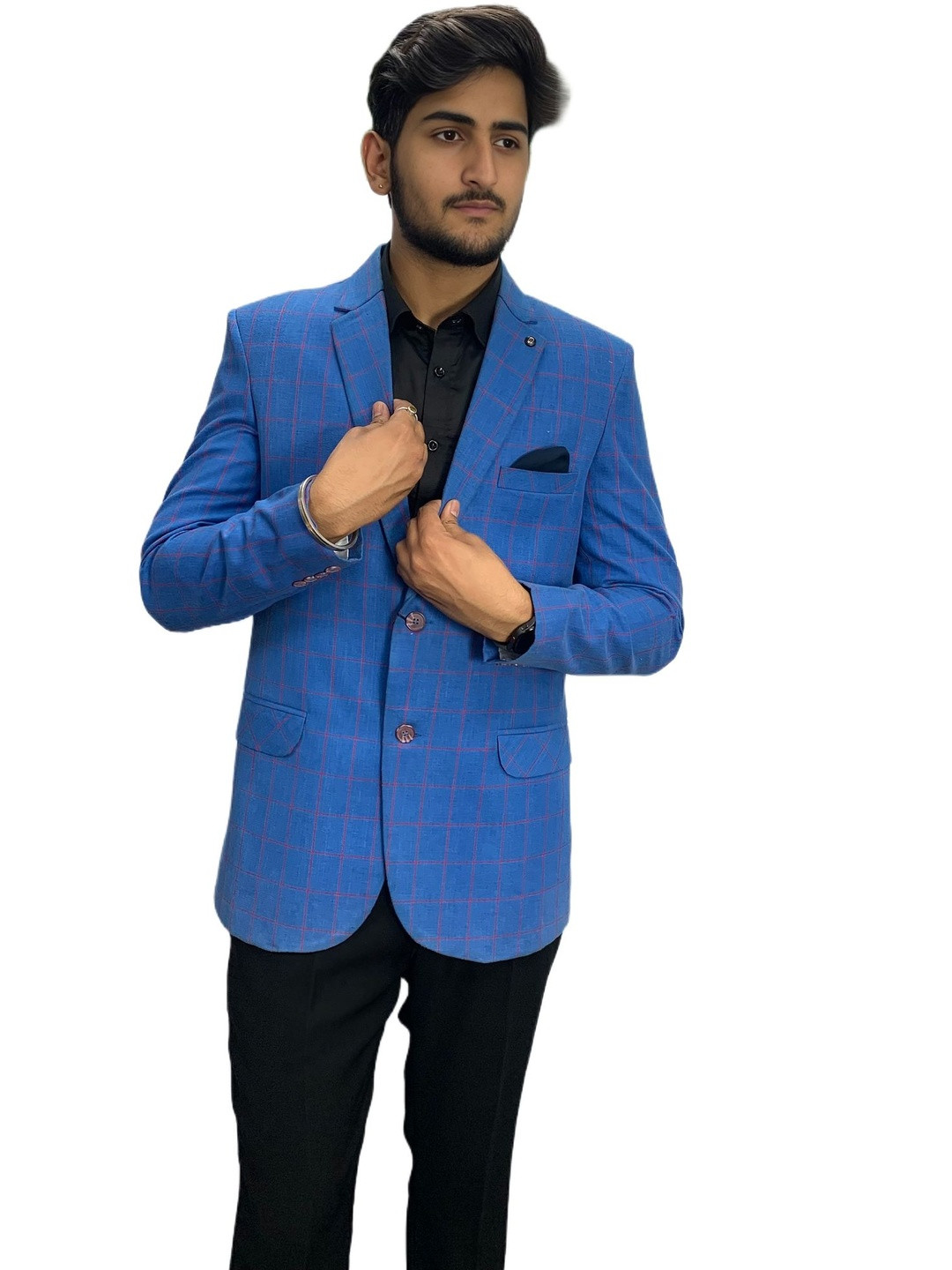 GARGIAN Master Cut Women Blue Solid Regular Fit Blazers