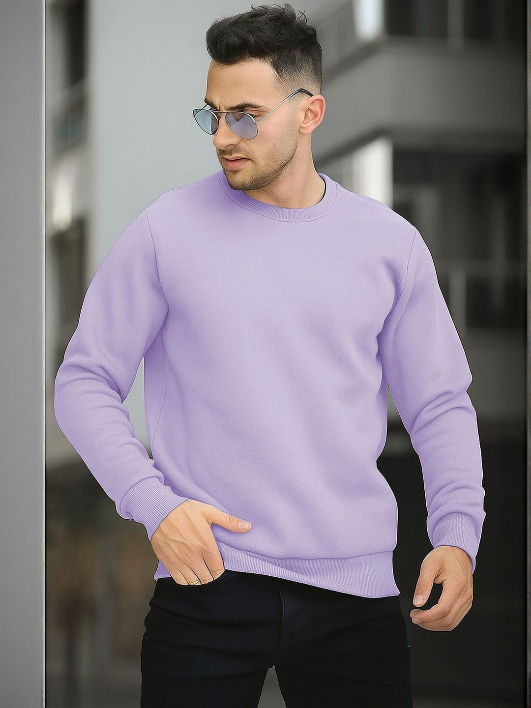Kushi Flyer Men Lavender Regular Fit Sweatshirt