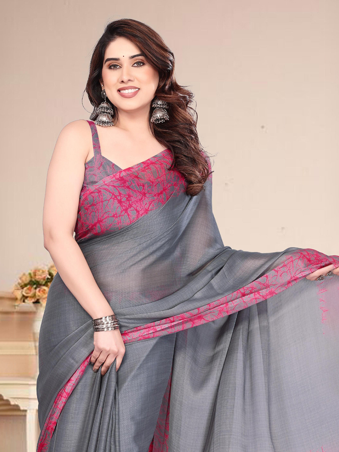 BilloRani Abstract Printed Saree