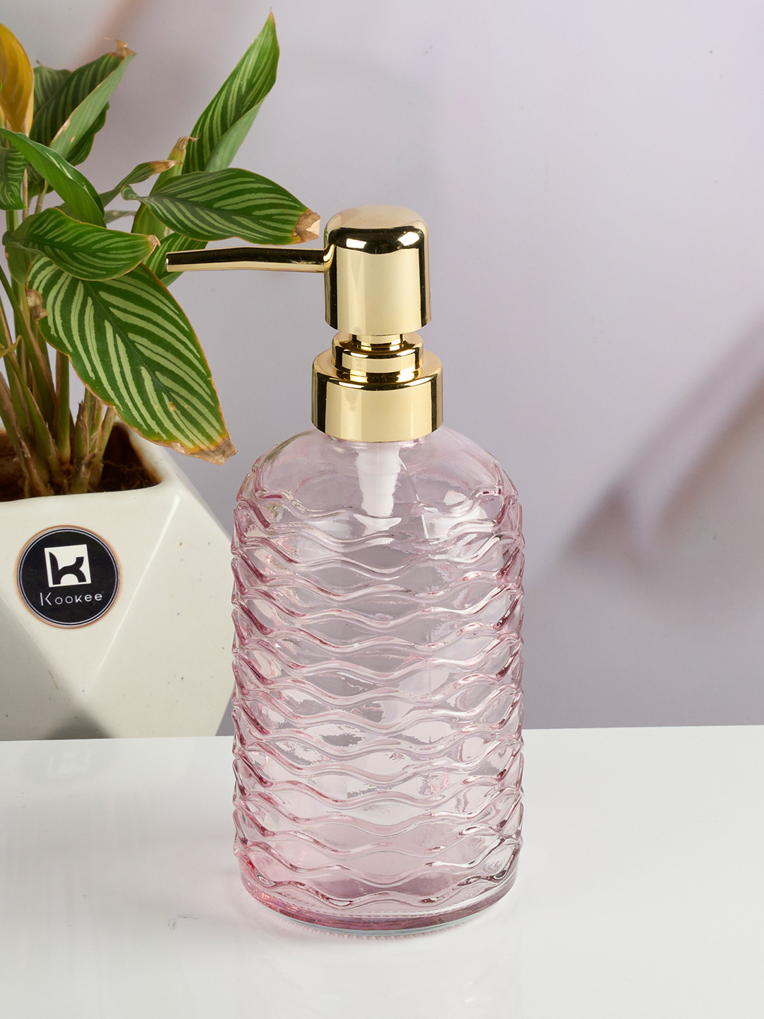 Kookee Pink Glass Soap Dispenser Bathroom Accessories
