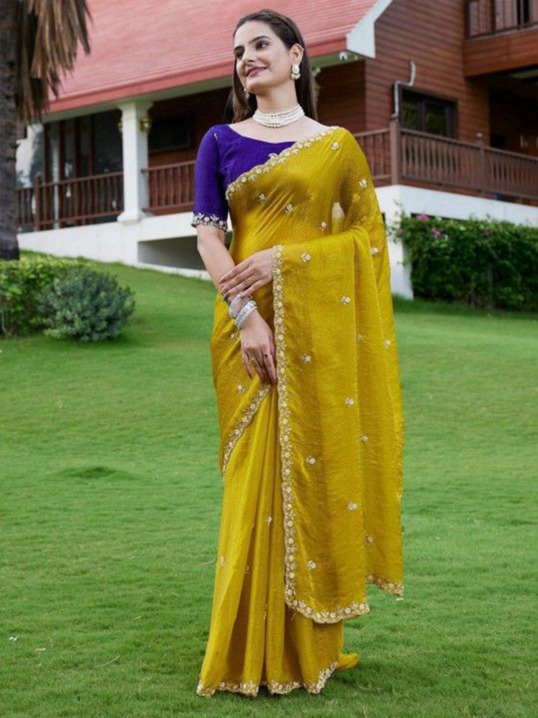 Sanwariya Silk Ethnic MotifsnEmbellished  Pure Chiffon Saree