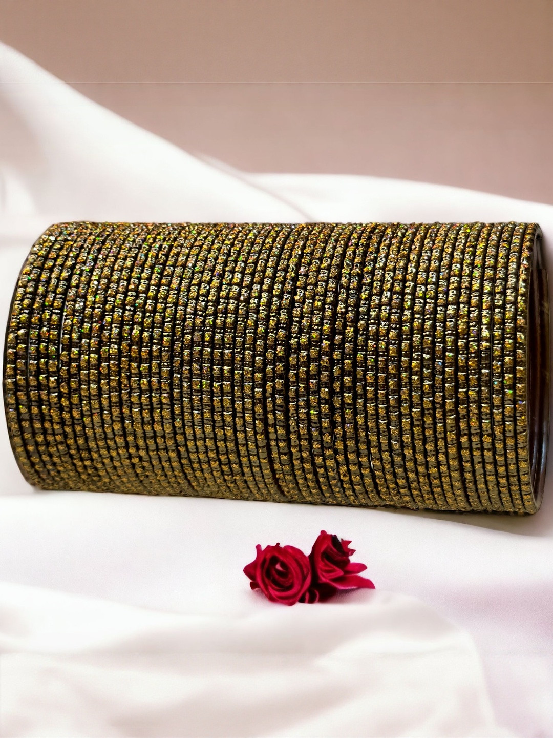 PRIYA KANGAN Women Pack of 48 Gold Metal Bangles Set With Zari Work