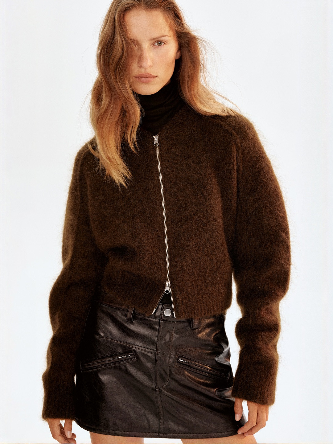 H&M Mohair Blend Zip Through Cardigan