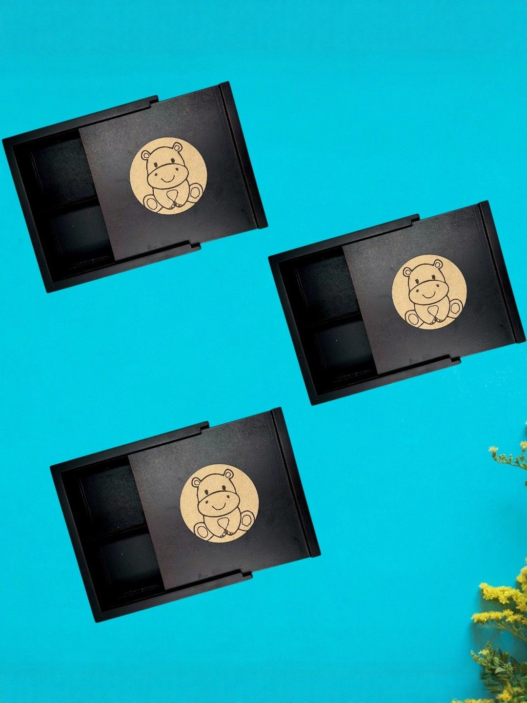 Angira 4-Section Wooden Dry Fruit Box Set of 3