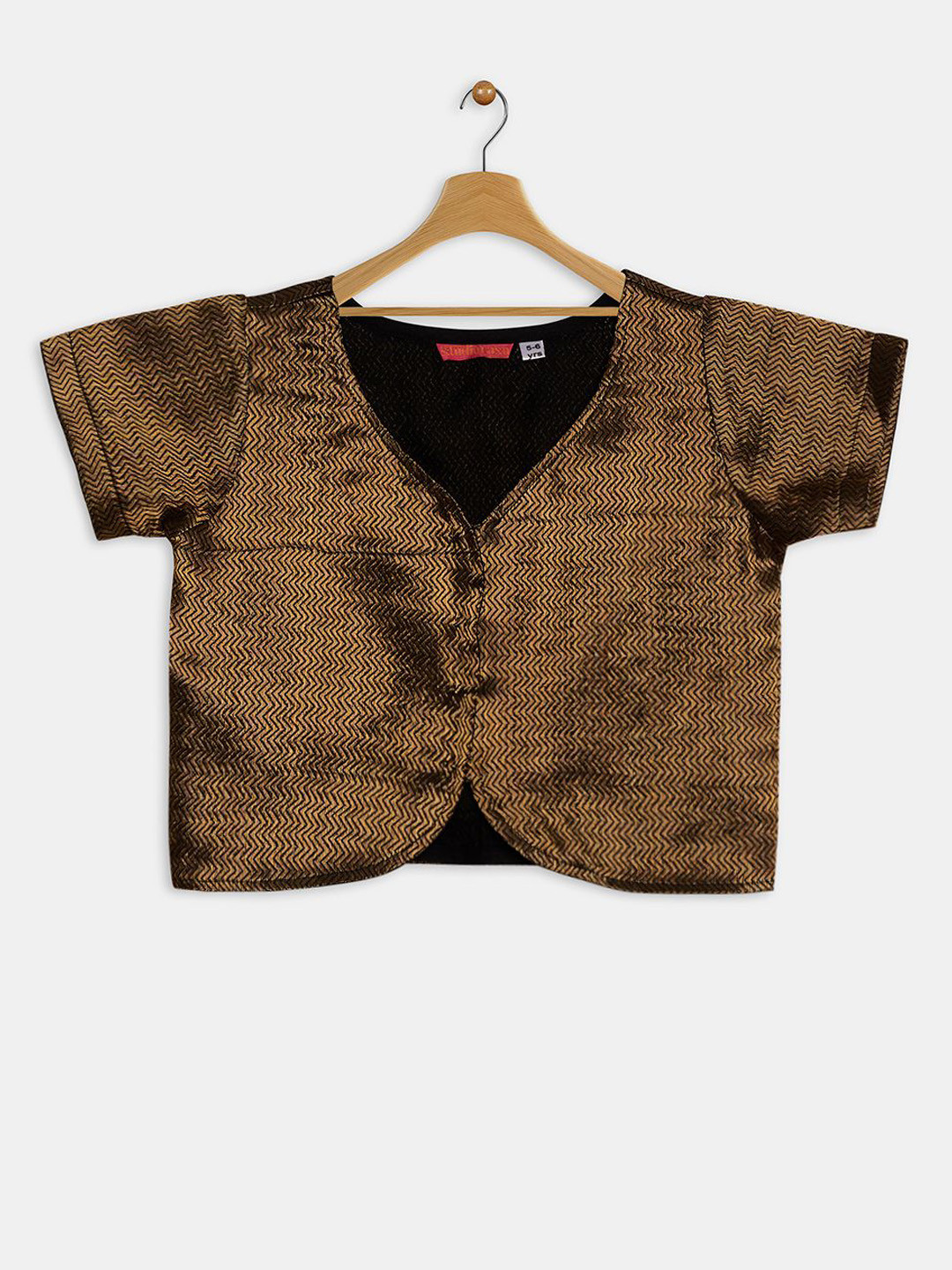 studio rasa Girls Geometric Self Design Sheen V Neck Regular Tops