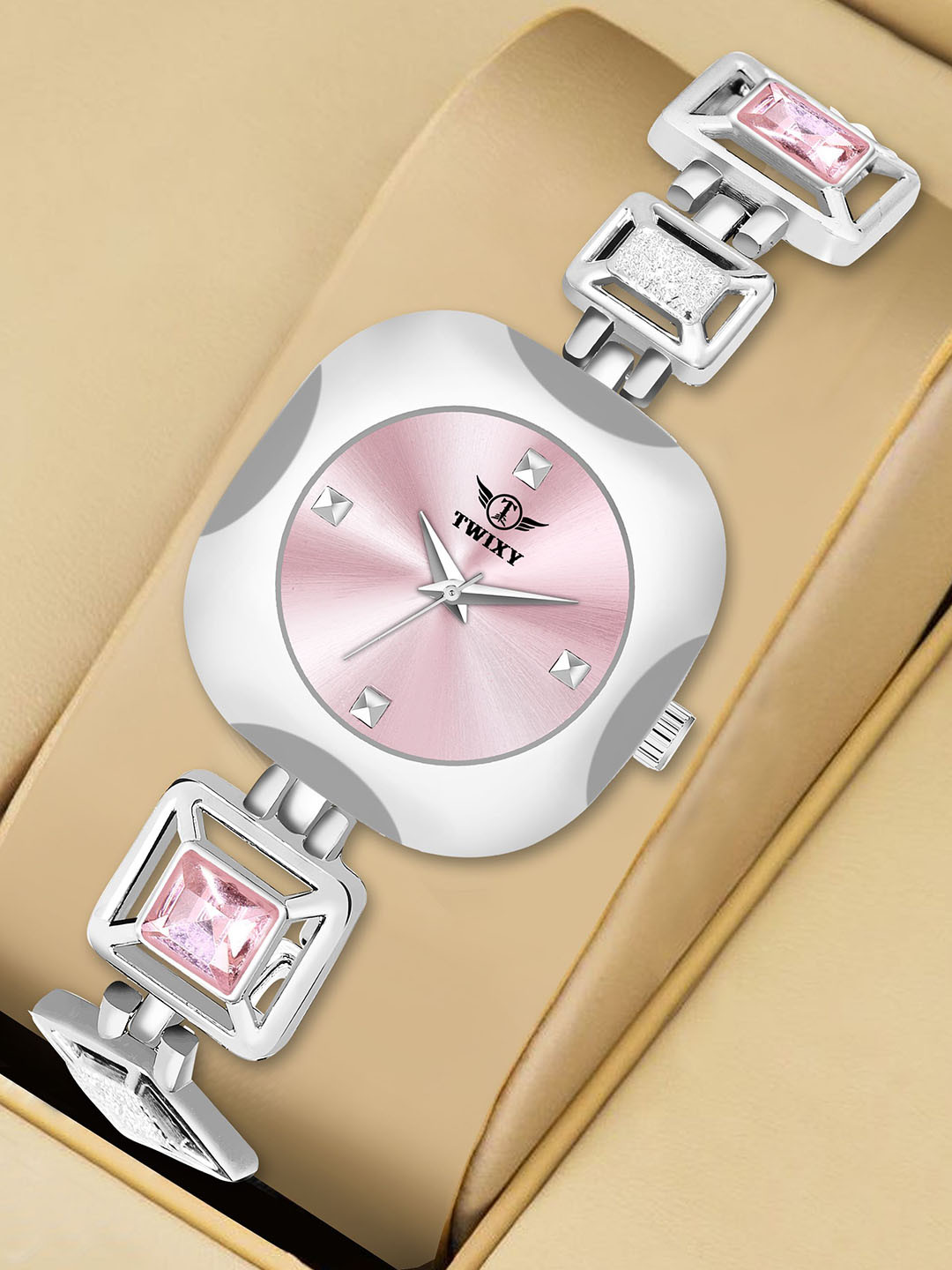 TWIXY Women Brass Embellished Dial & Bracelet Style Straps Analogue Watch TYW-F-4 S-PINK