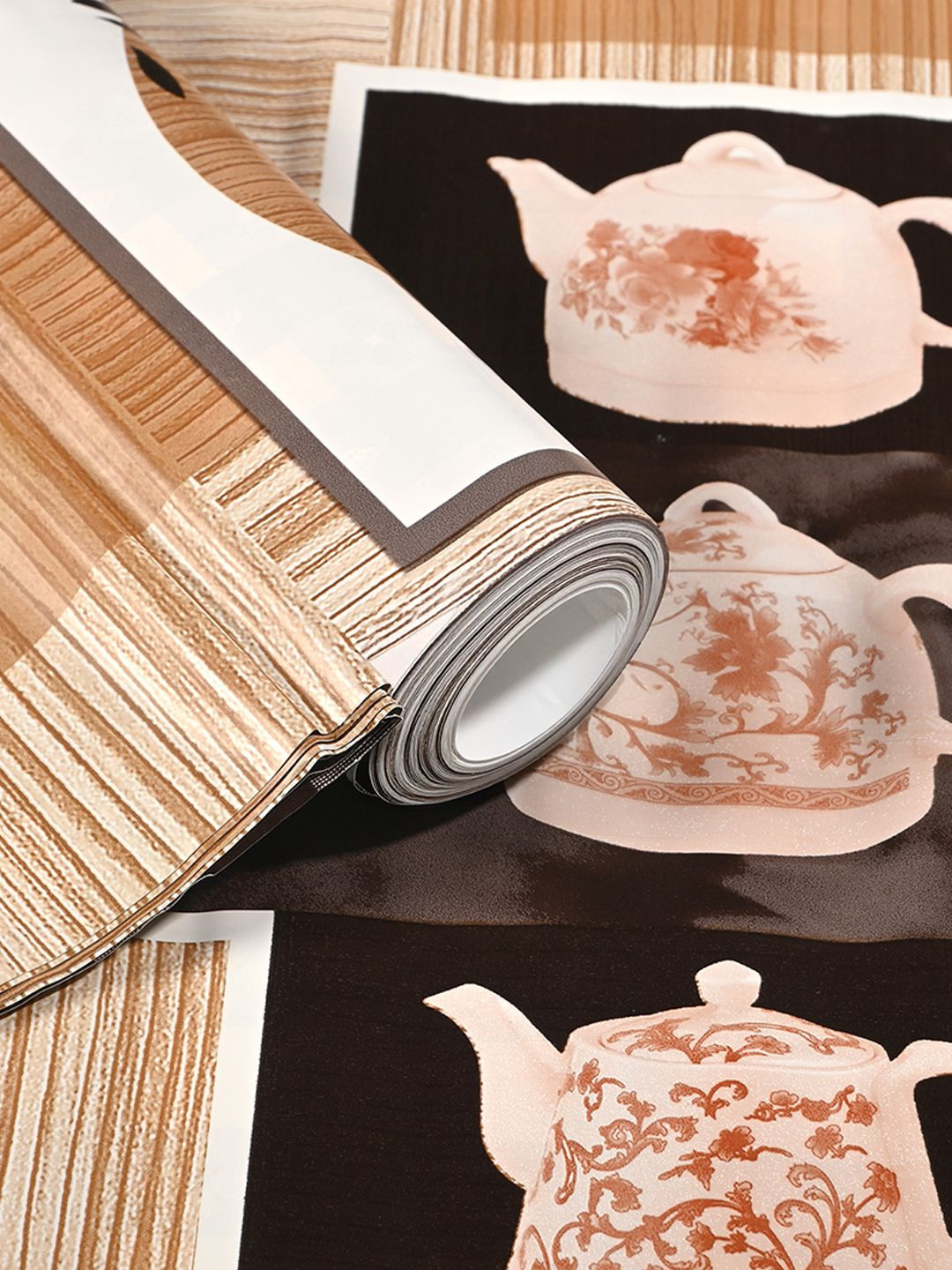 Kuber Industries Brown & Black Printed Shelf Liner Organise