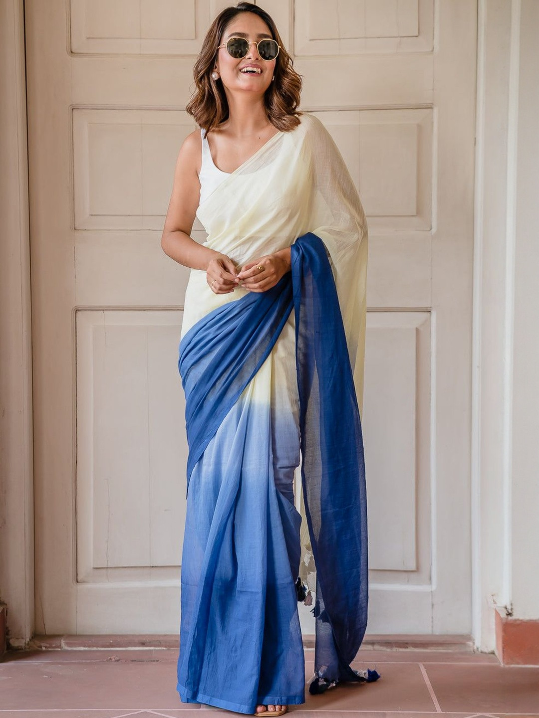 AWRIYA Ombre Dyed Chanderi Saree