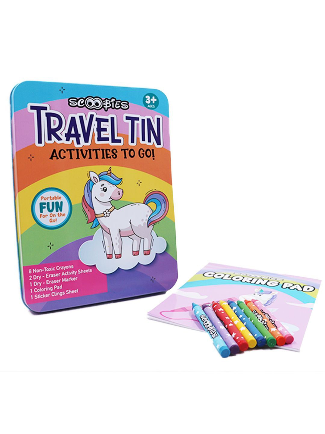 SCOOBIES Kids Unicorn Travel Tin Magical On-the-Go Activity Kit