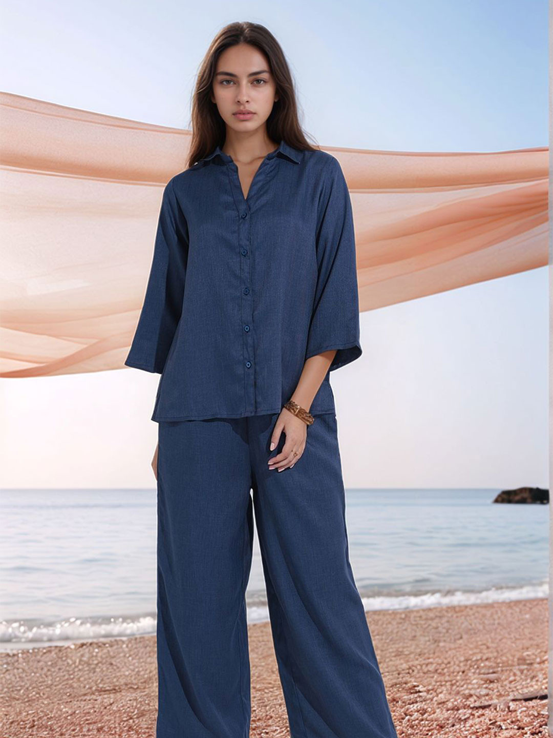 all about you Shirt Collar Shirt With Wide Leg Trousers