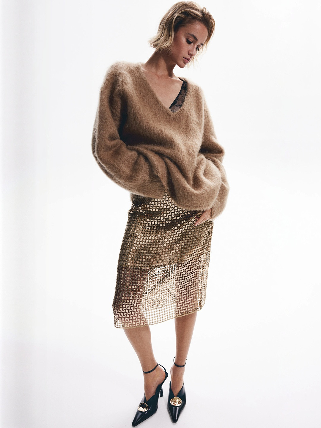H&M Sequined Mesh Skirt