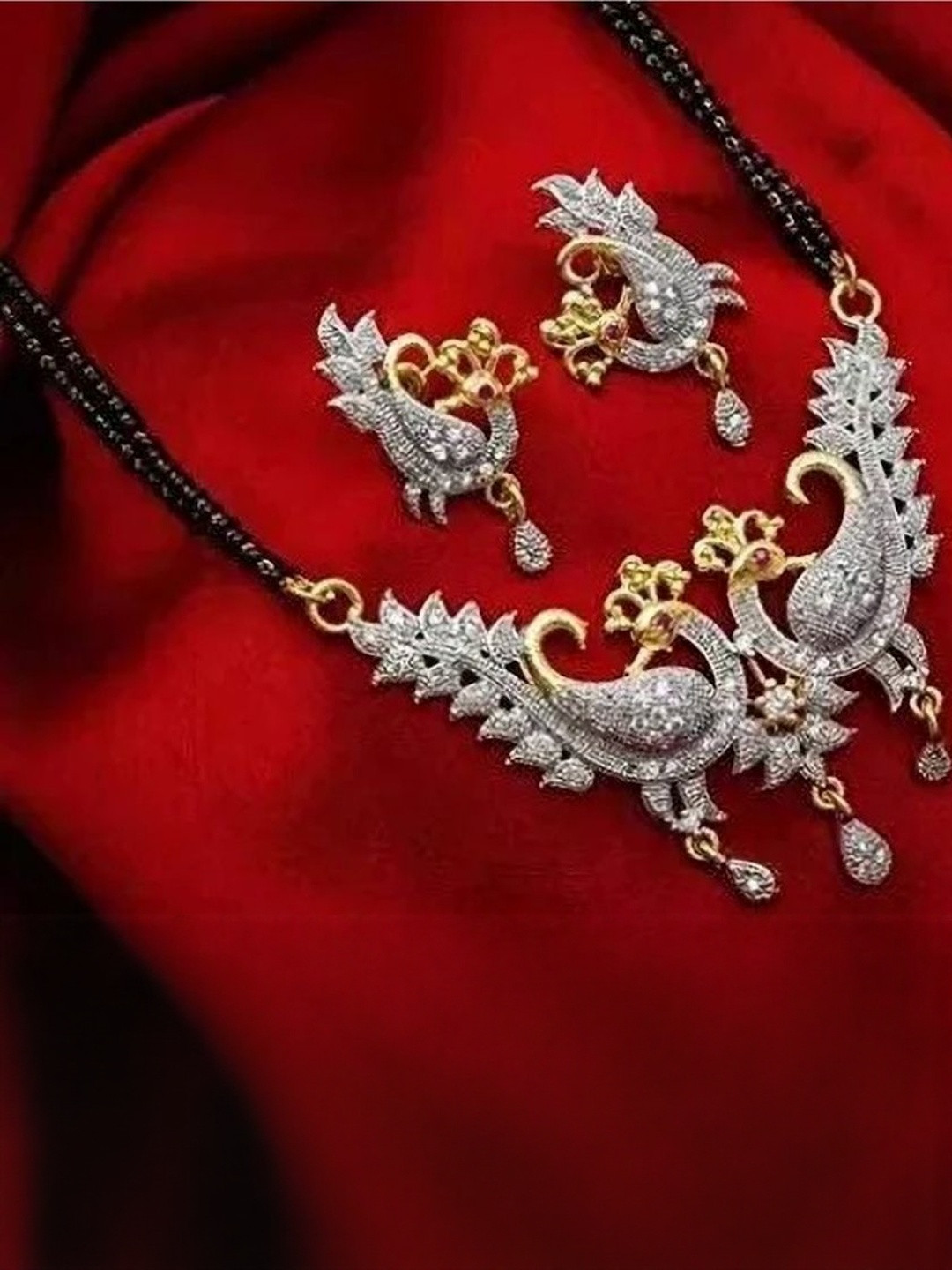 Nirali Creation Gold-Plated Artificial Stones and Beads Mangalsutra