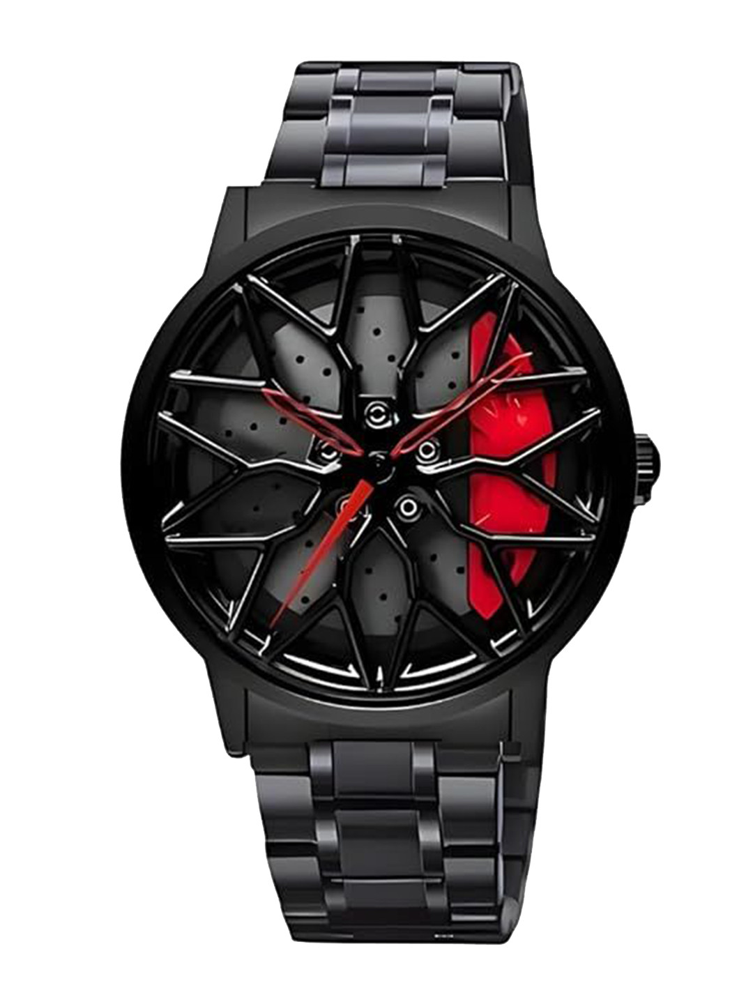 HDFCREATION Men Round Dial & Bracelet Style Straps Analogue Watch Spinner_1_Flower__Red