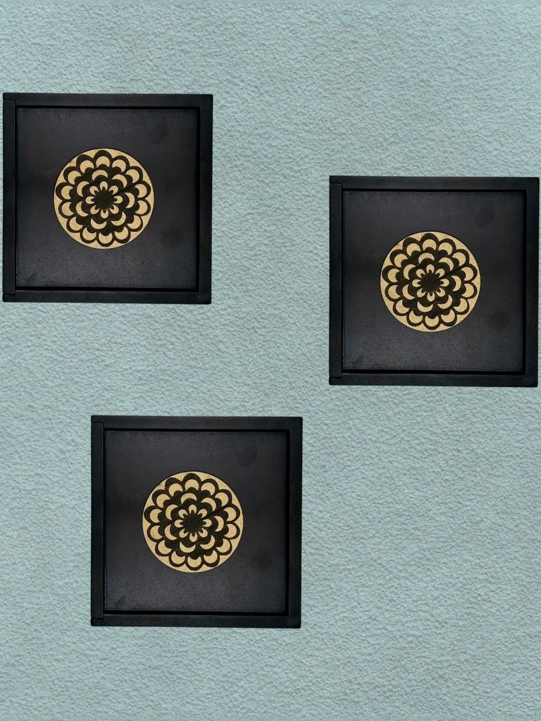 Angira handicrafts Set of 3 Wooden 4 Section Handcrafted Square Multipurpose Boxes