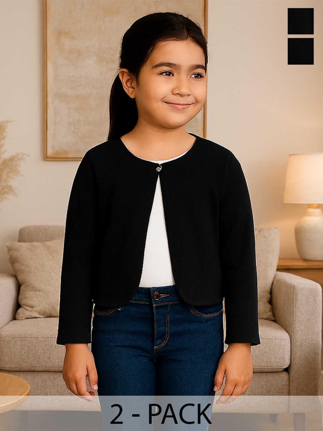 Kryptic Girls Pack Of 2 Open Front Pure Cotton Shrugs