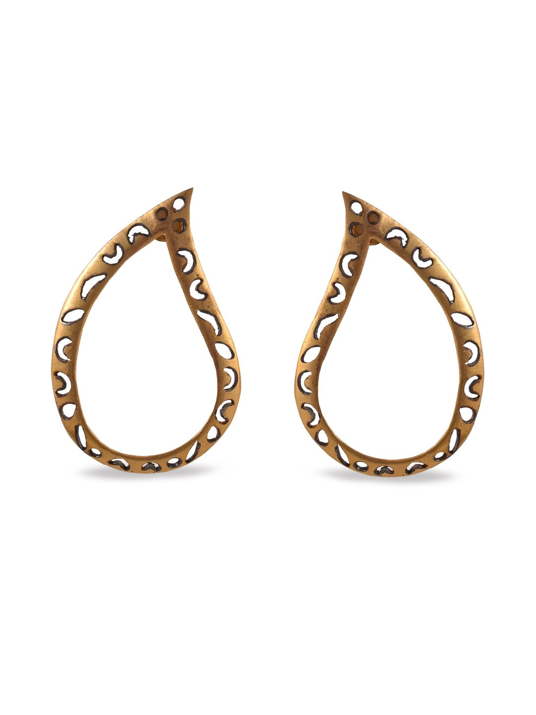 Zaza by Somya Gold-Plated Teardrop Shaped Drop Earrings