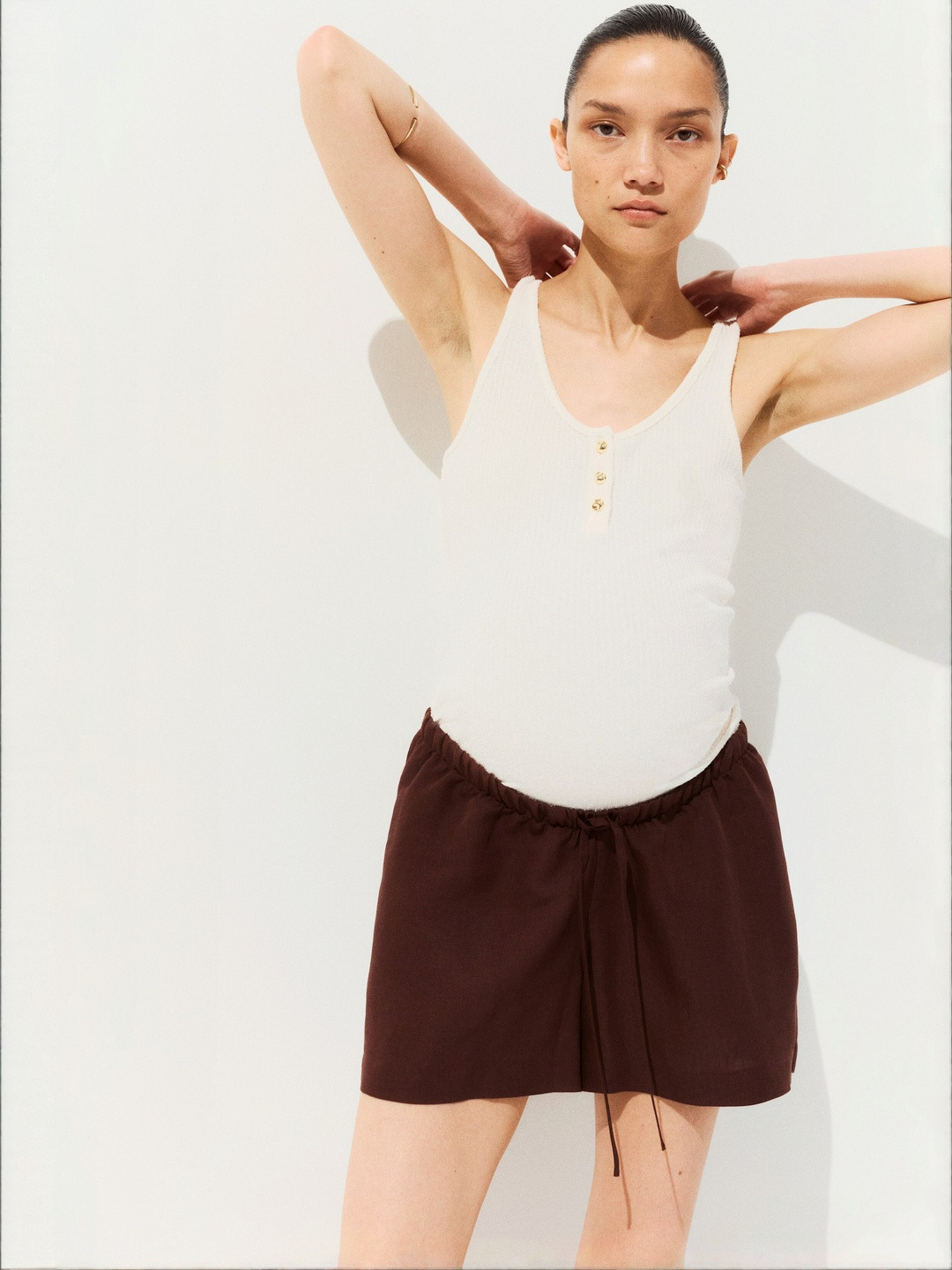 H&M MAMA Before & After Linen-Blend Shorts