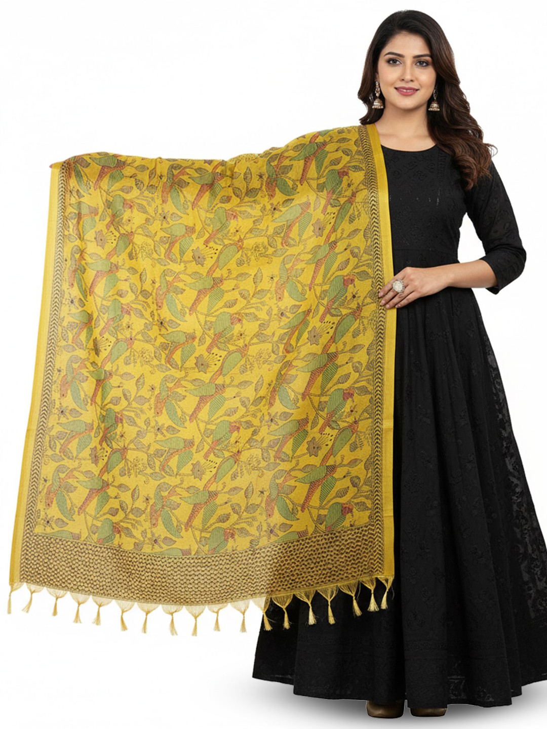 Traditions Bazaar Birds Embroidered Kantha Work Dupatta