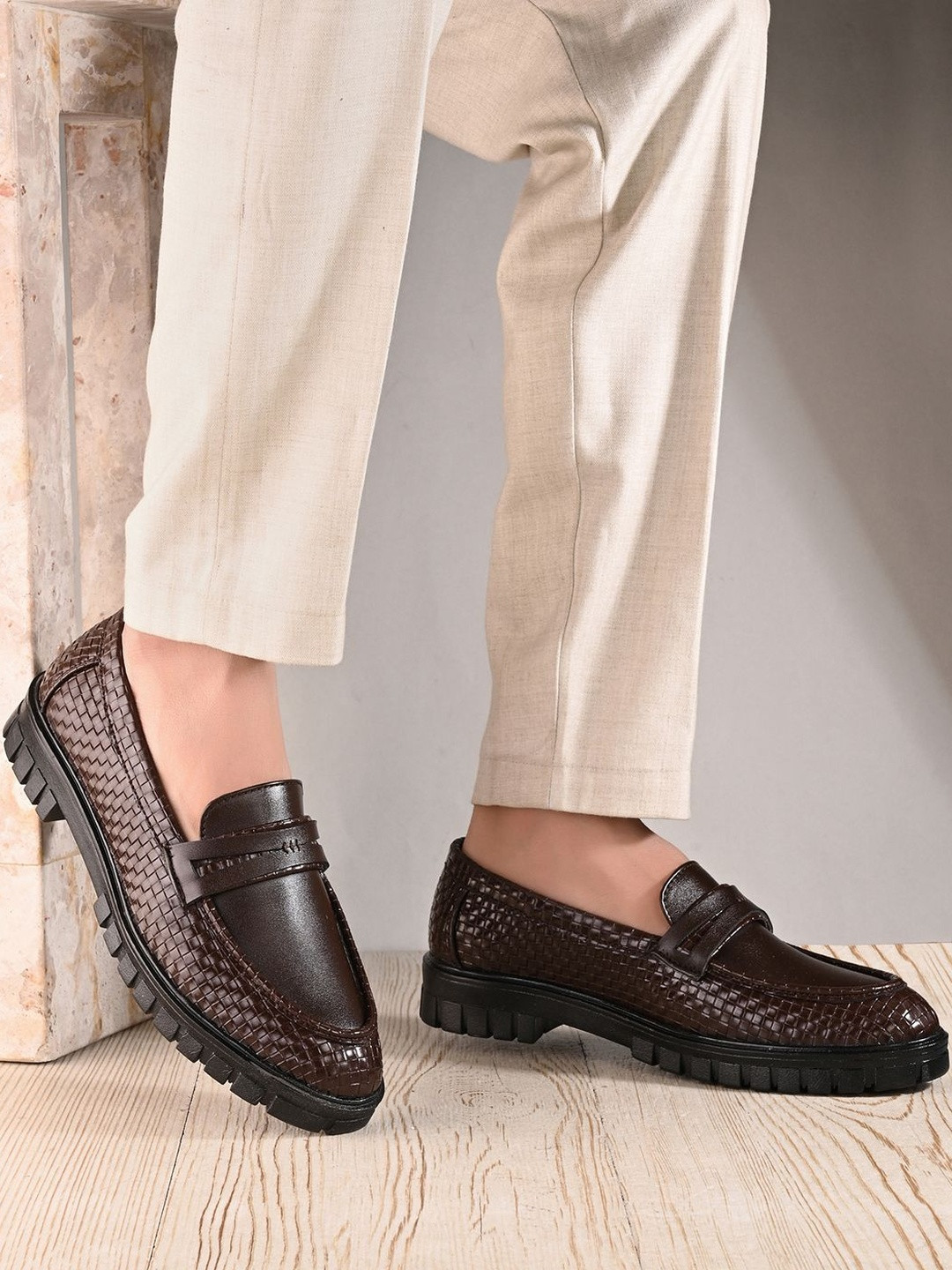 HERE&NOW Men Brown Chunky Formal Shoes