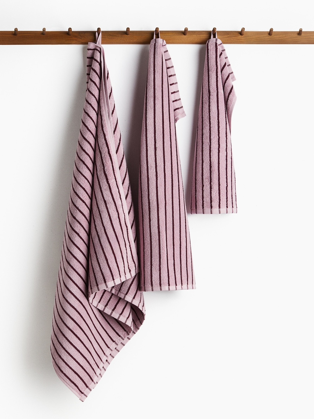 H&M 3Pcs Pink Striped Hand Towel