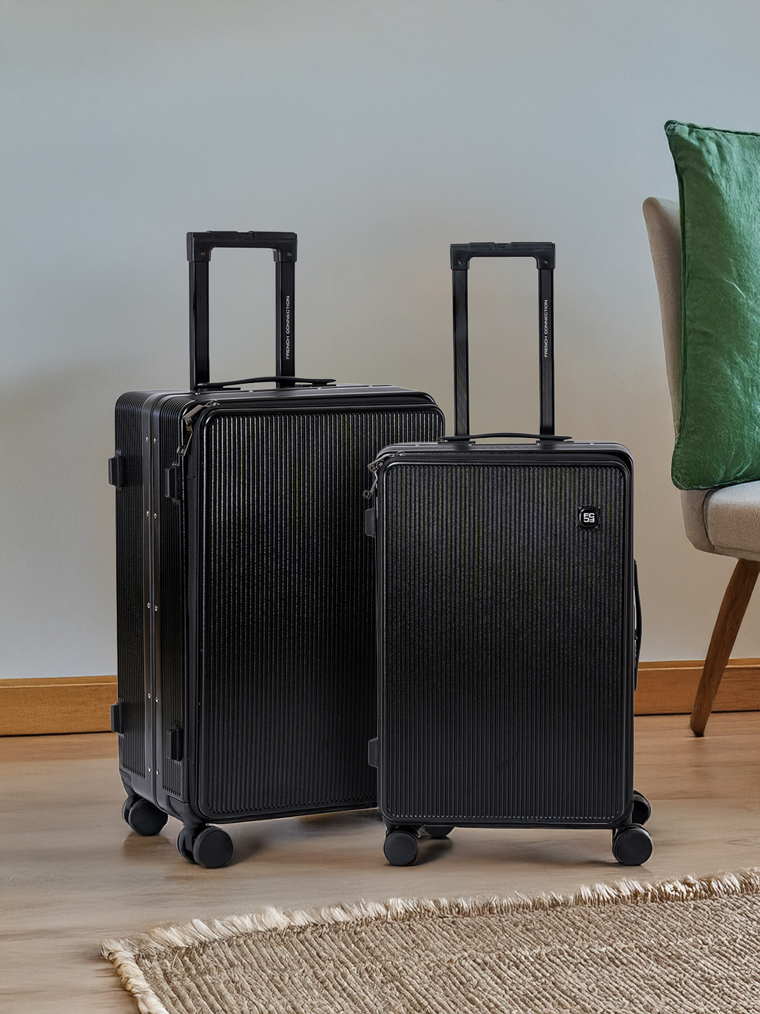French Connection Set Of 2 Textured Hard Trolley Suitcases- 120L
