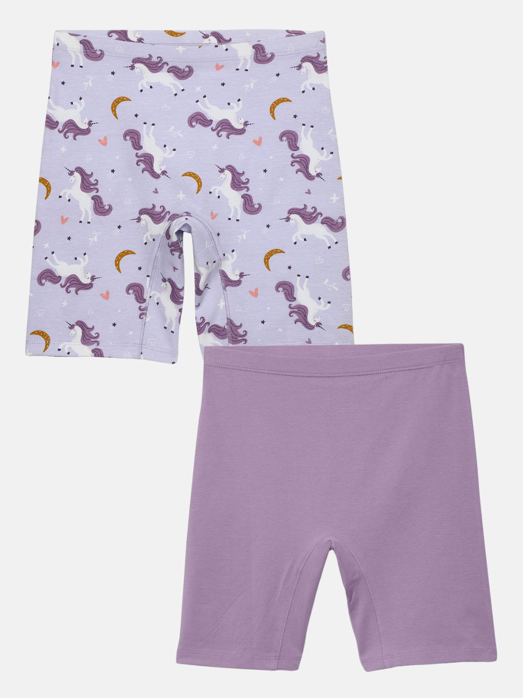 mackly Girls Pack Of 2 Graphic Printed Mid-Rise Cotton Chino Inner Shorts