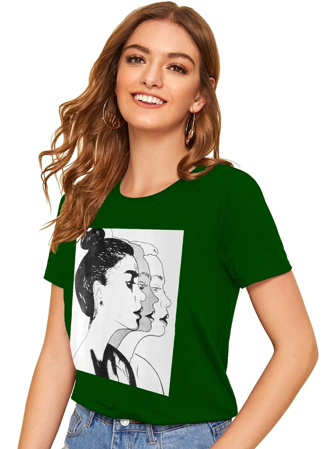 FABRICORN Women Graphic Cotton Regular Fit Tshirts