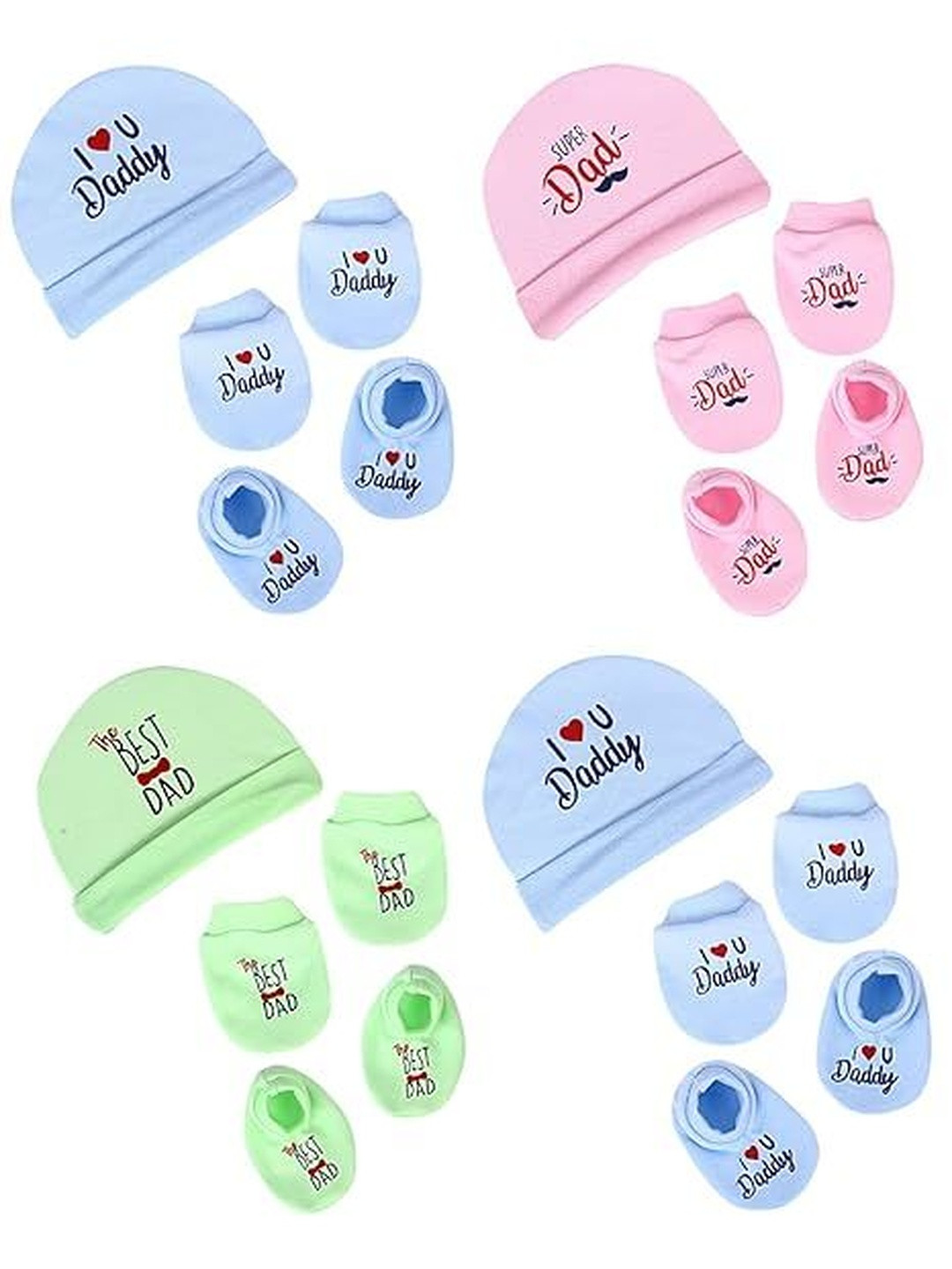 Mom's Darling Unisex Kids Set Of 4 Printed Beanie