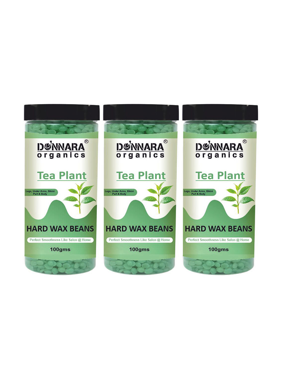 Donnara Organics Set Of 3 Tea Plant Hard Wax Beans - 100 g Each