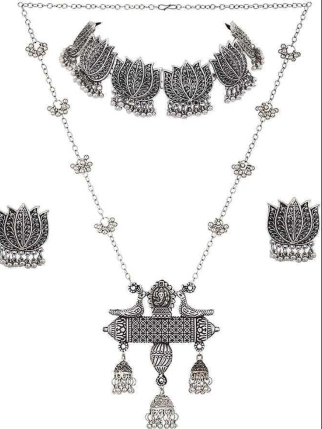 Ewedoos German Silver-Plated Oxidised Jewellery Set