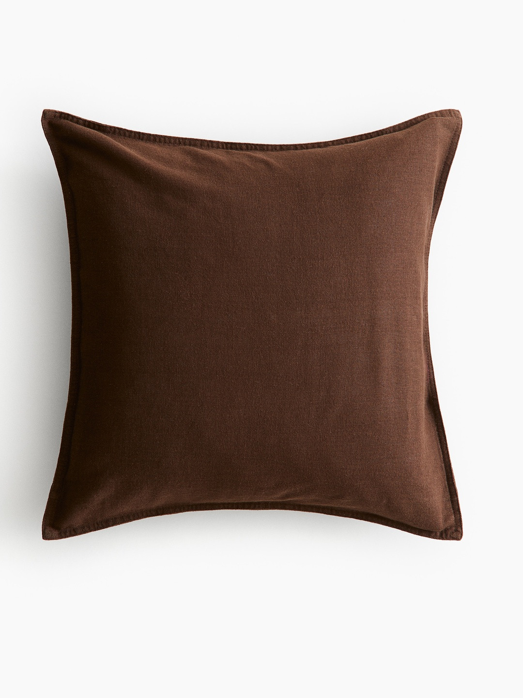H&M Brown Linen Blend Breathable Square Cushion Cover -20x20In