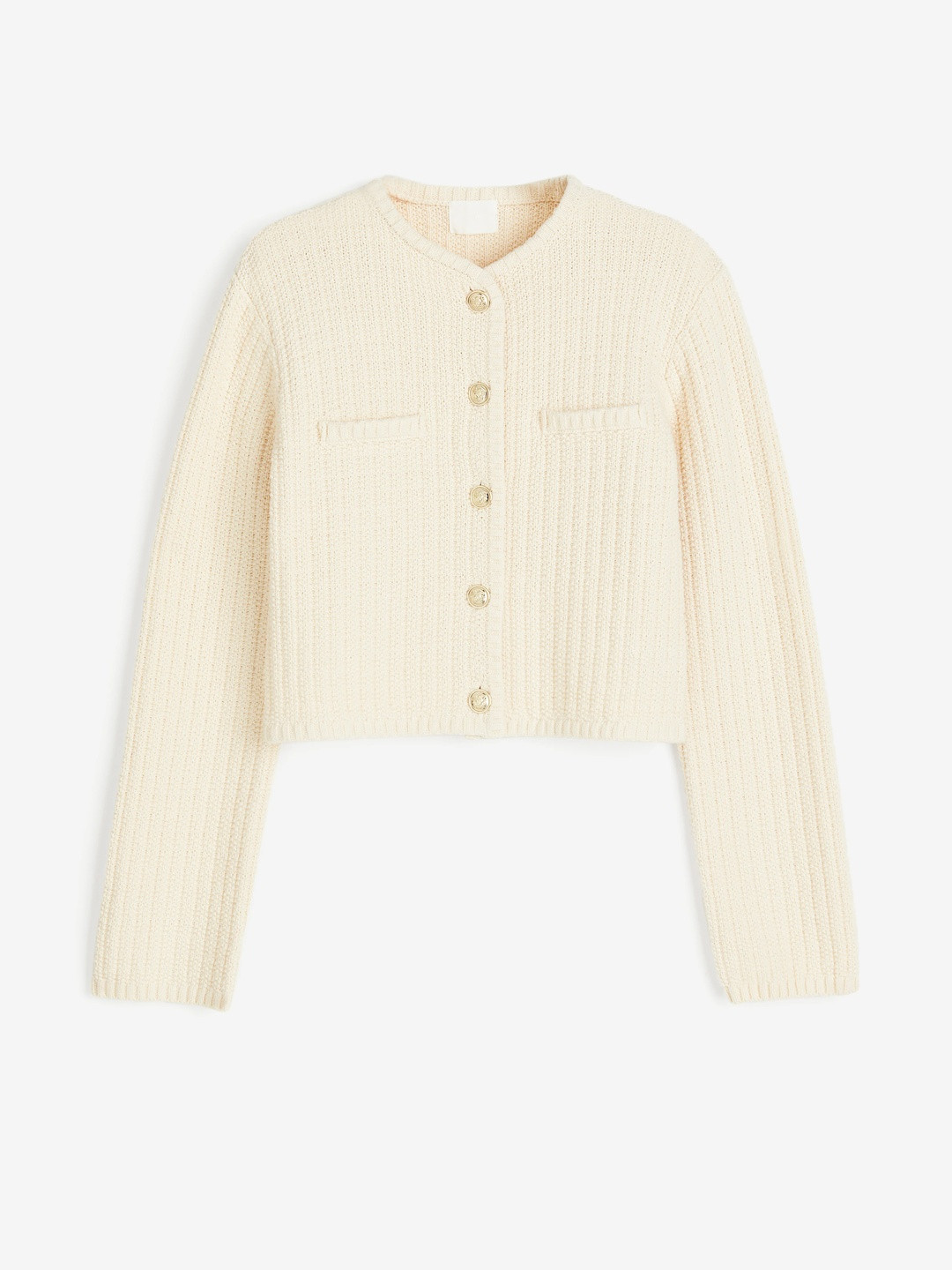 H&M Women Short Textured-Knit Cardigan Sweaters
