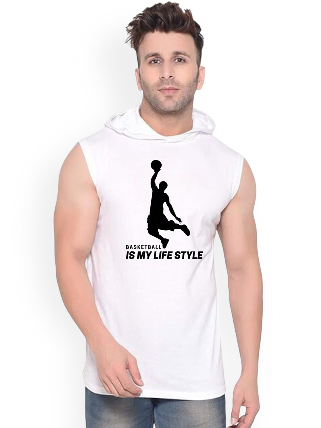 Fashnobic Men Basketball Printed Hooded-Neck Gym Innerwear Vests