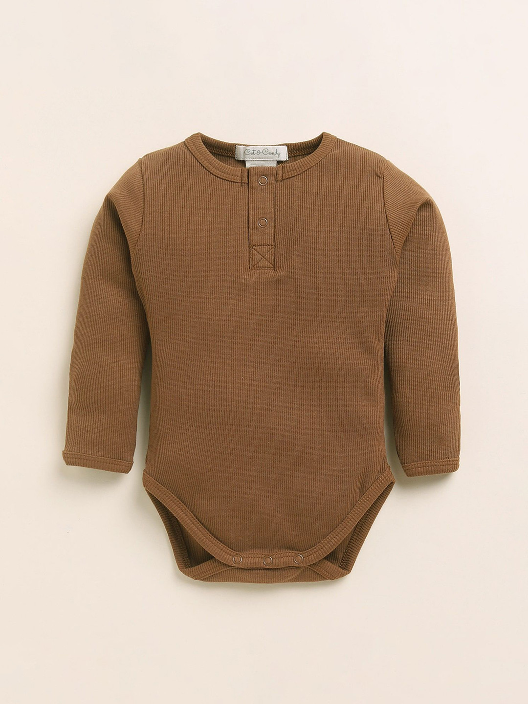 COT & CANDY Kids Infants Ribbed Organic Cotton Long Sleeve Bodysuit