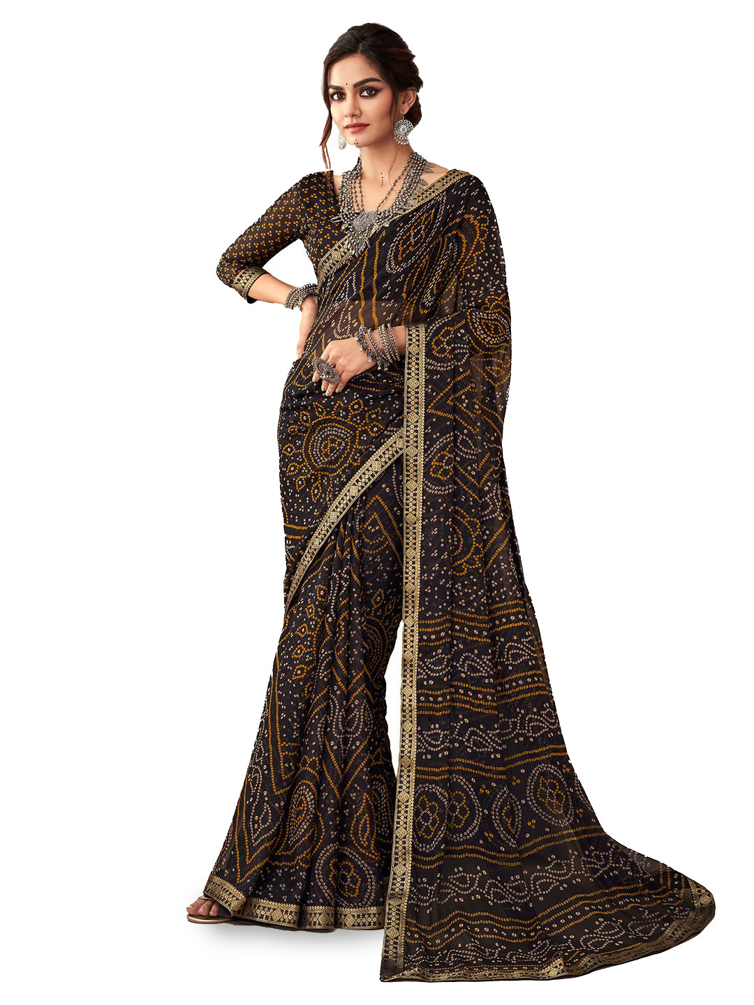 INDONIQ Bandhani Printed Saree