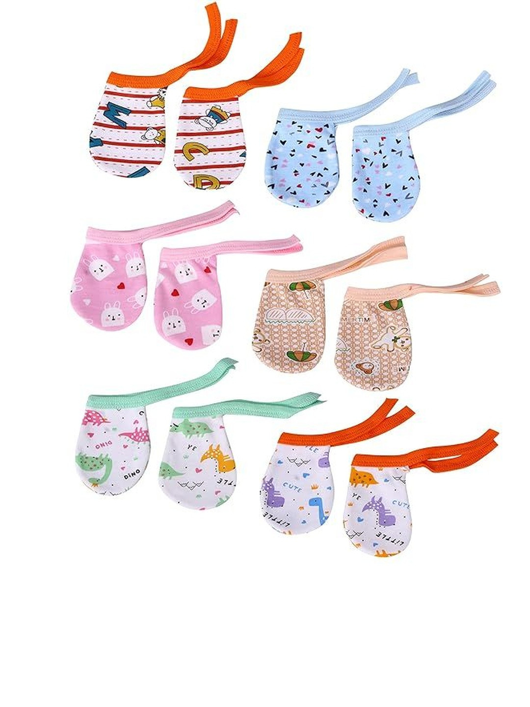 Mom's Darling Newborn Pack of 6 Cotton Mittens Gloves