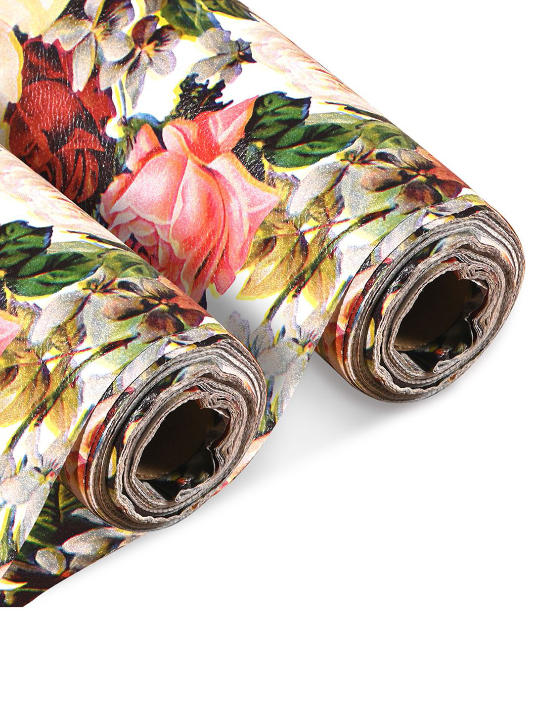 Kuber Industries White & Pink 2 Pieces Rose Design Shelf Liner Organisers