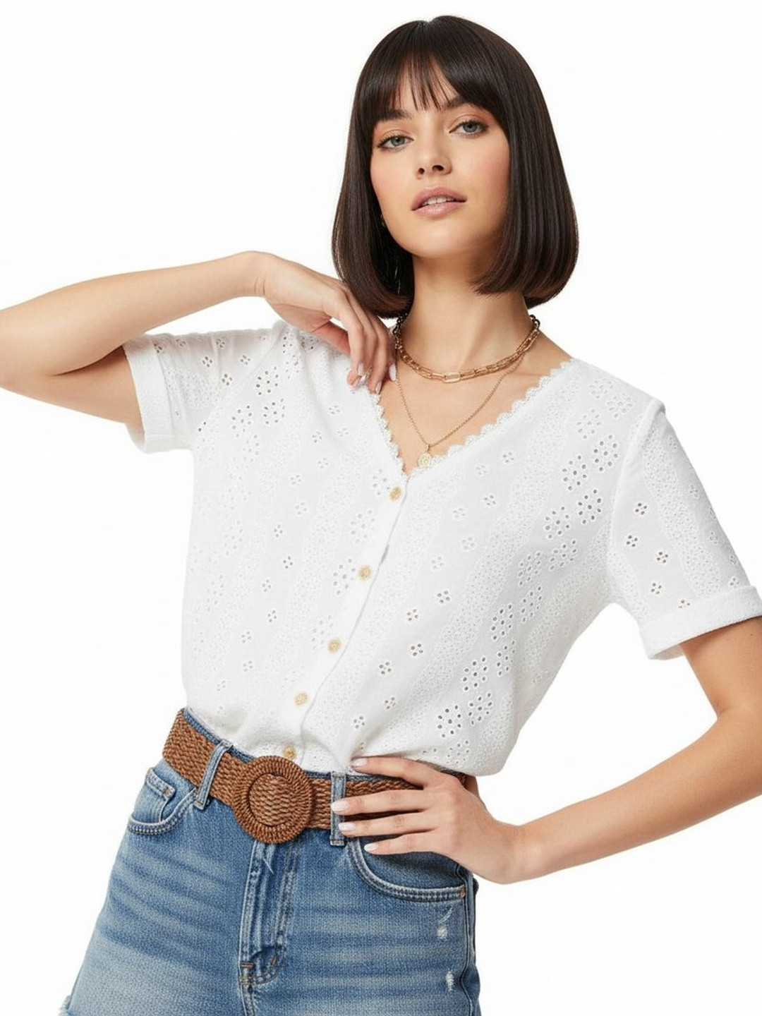 DressBerry Geometric Shirt Style Top