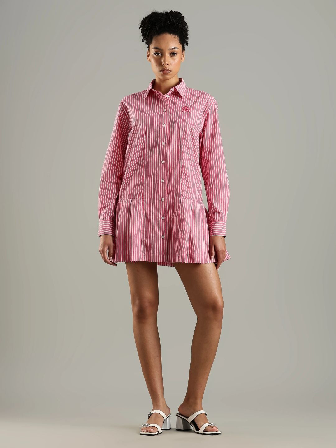 Tommy Hilfiger Europe Women Shirt Collar Striped Print Dress