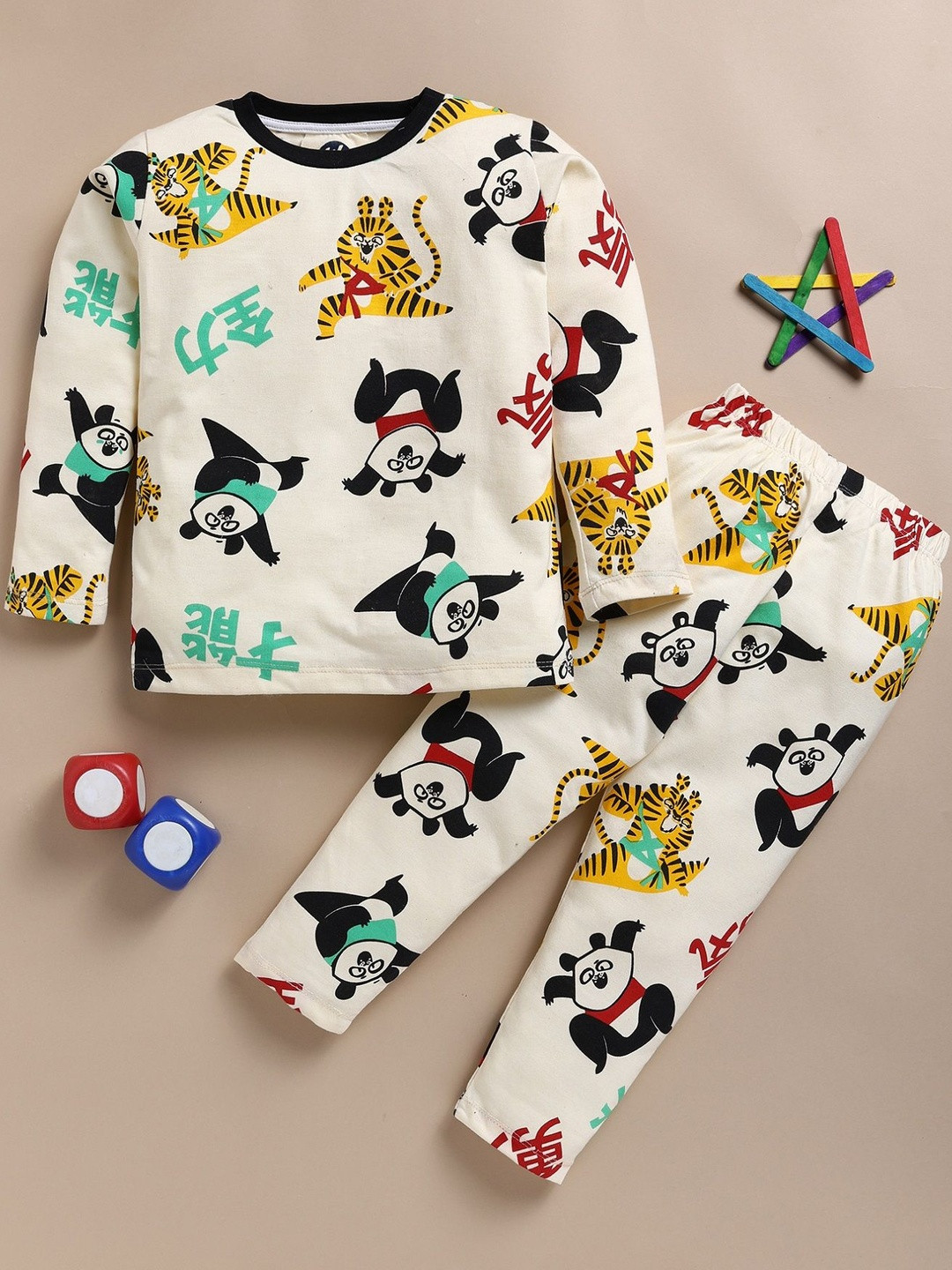 YK Boys Karate Panda Printed Night suit