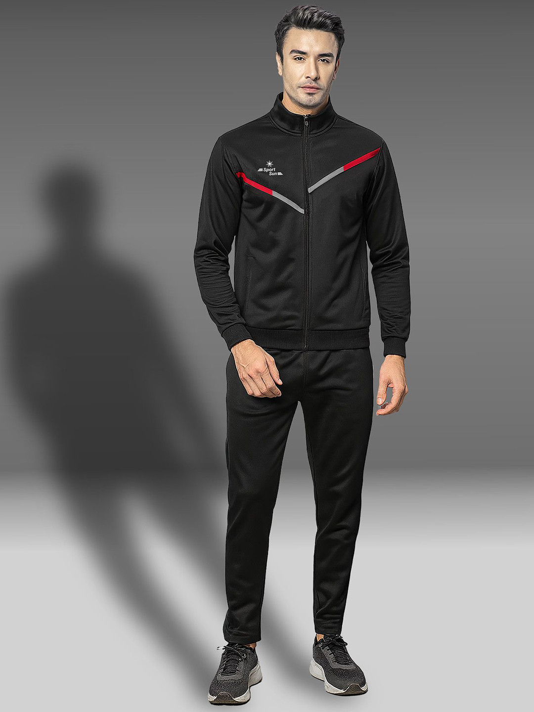 SPORT SUN Men Mock Collared Mid-Rise Tracksuits