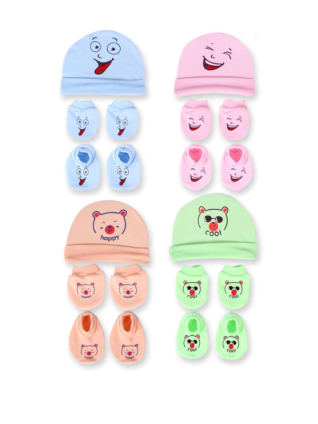 Mom's Darling Kids 4 Pair Cotton Cap & Booties Apparel Gift Set