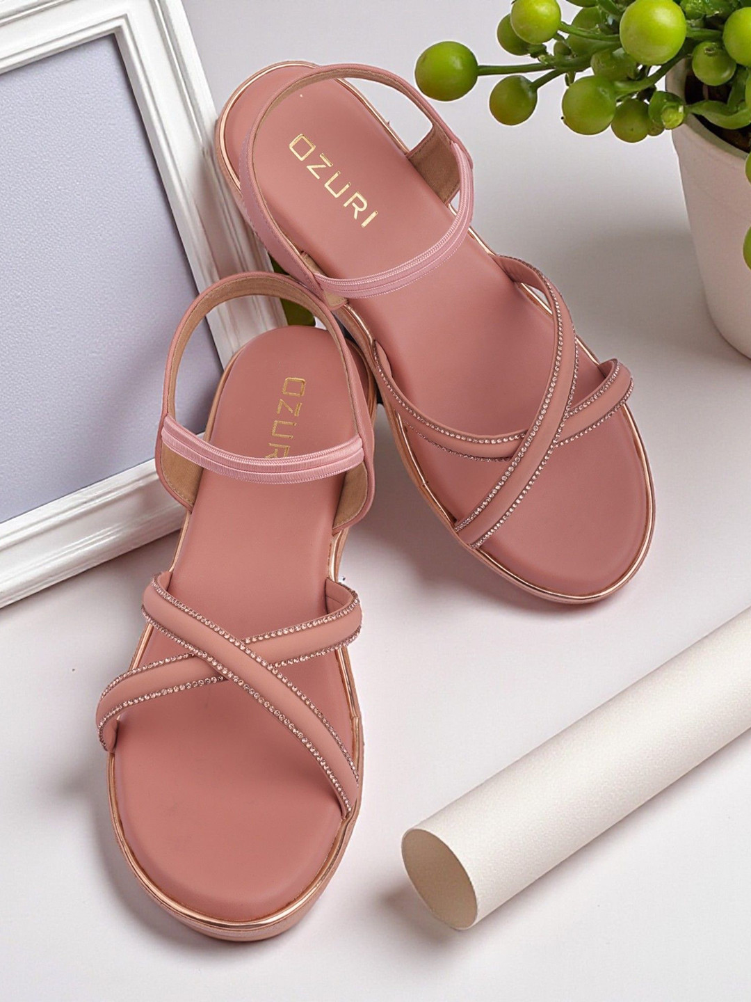 Ozuri Backstrap Round Toe Wedge Sandals