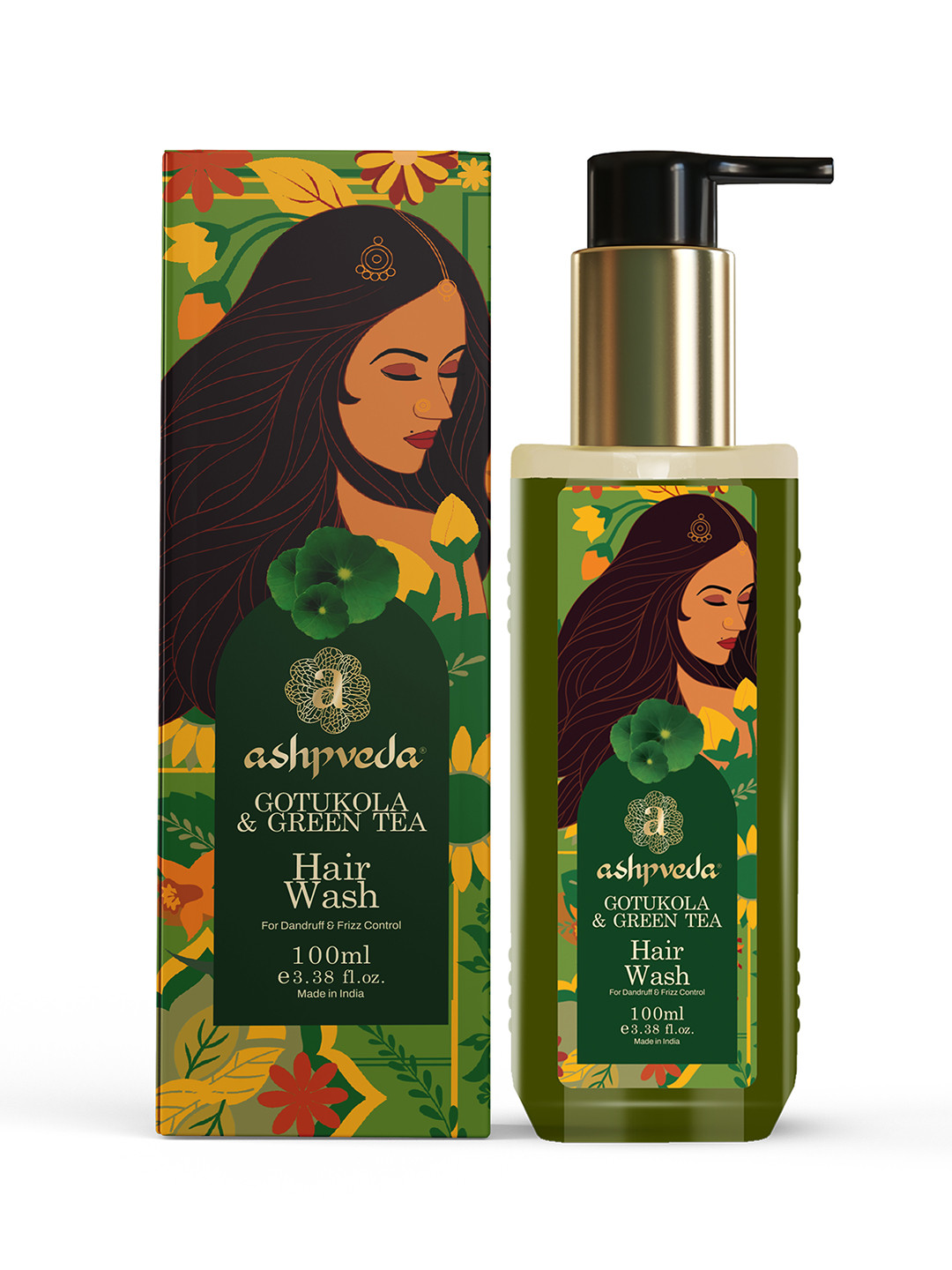 ASHPVEDA Ayurvedic Green Tea & Gotukola Shampoo For Frizzy Hair- 100 ml