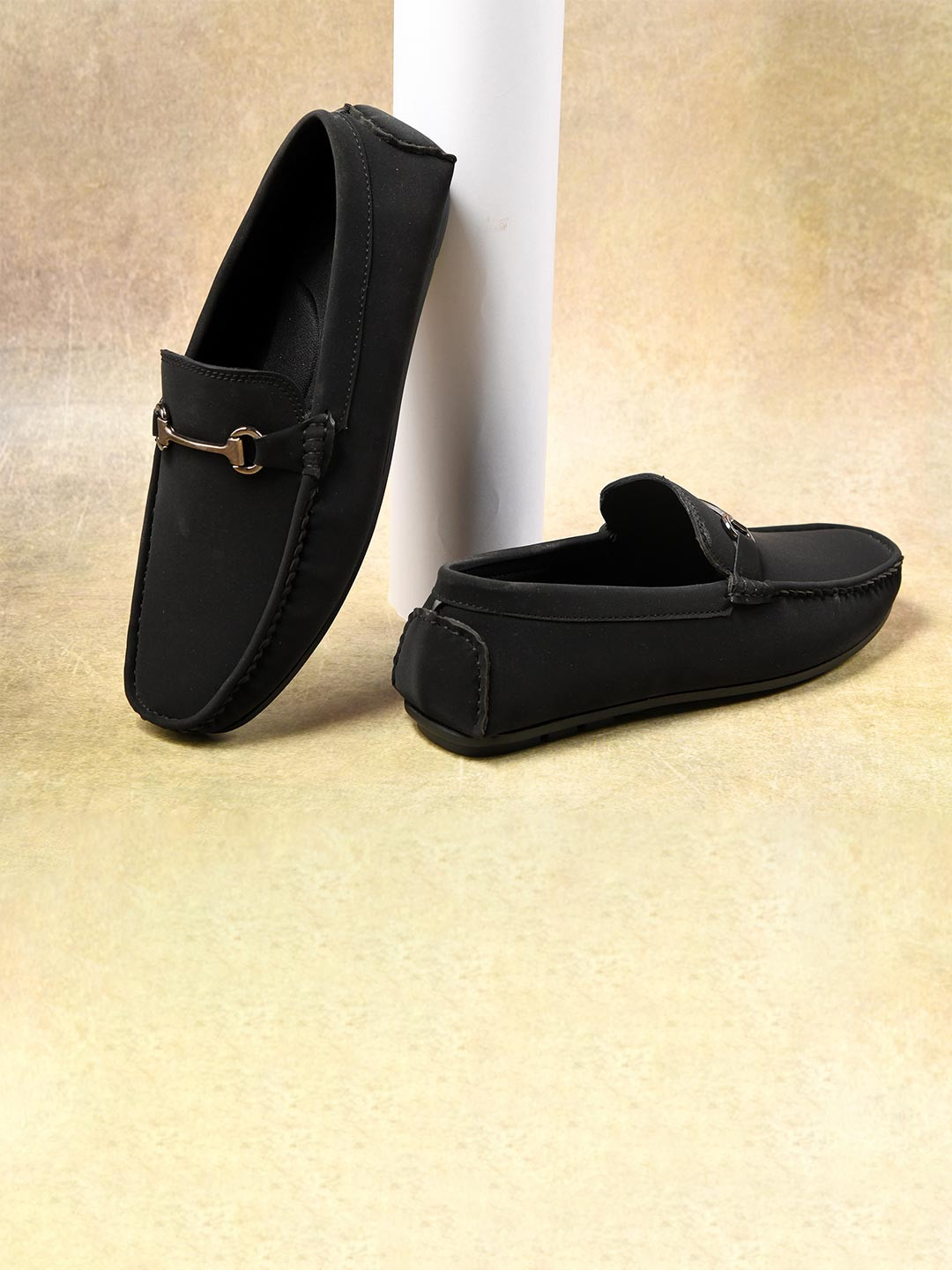 STEPSOFT Men Round Toe Arch Support Horsebit Buckle Suede Loafers