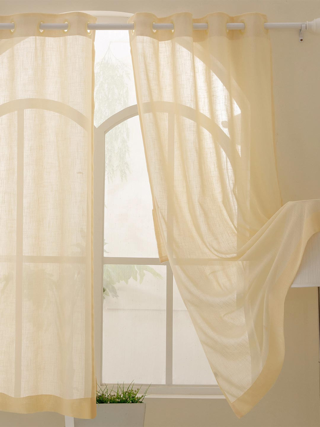 Story@home Serene Beige Sheer Window Curtain